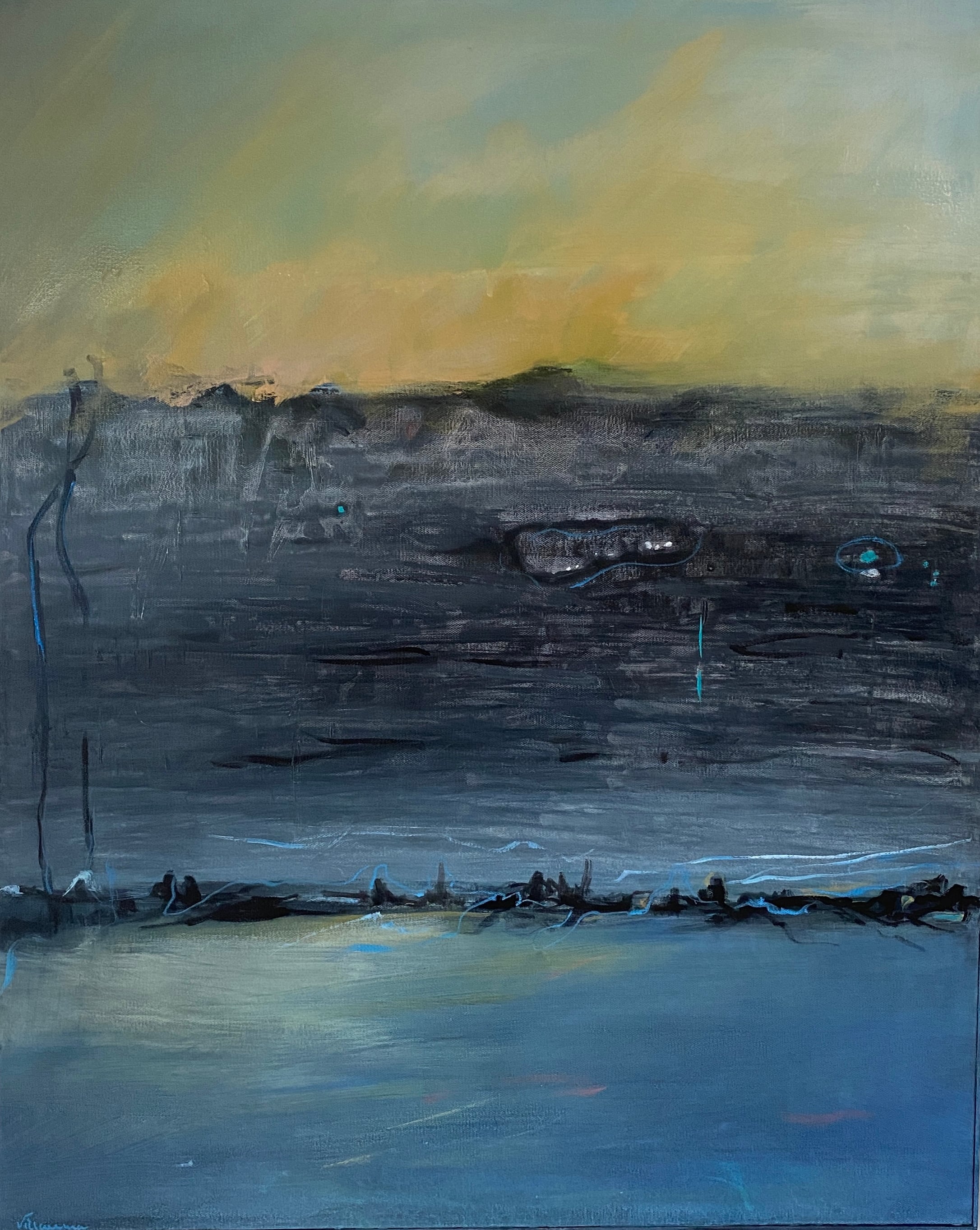 80x100 Stormy weather.
The storm whispers over the sea as light breaks through