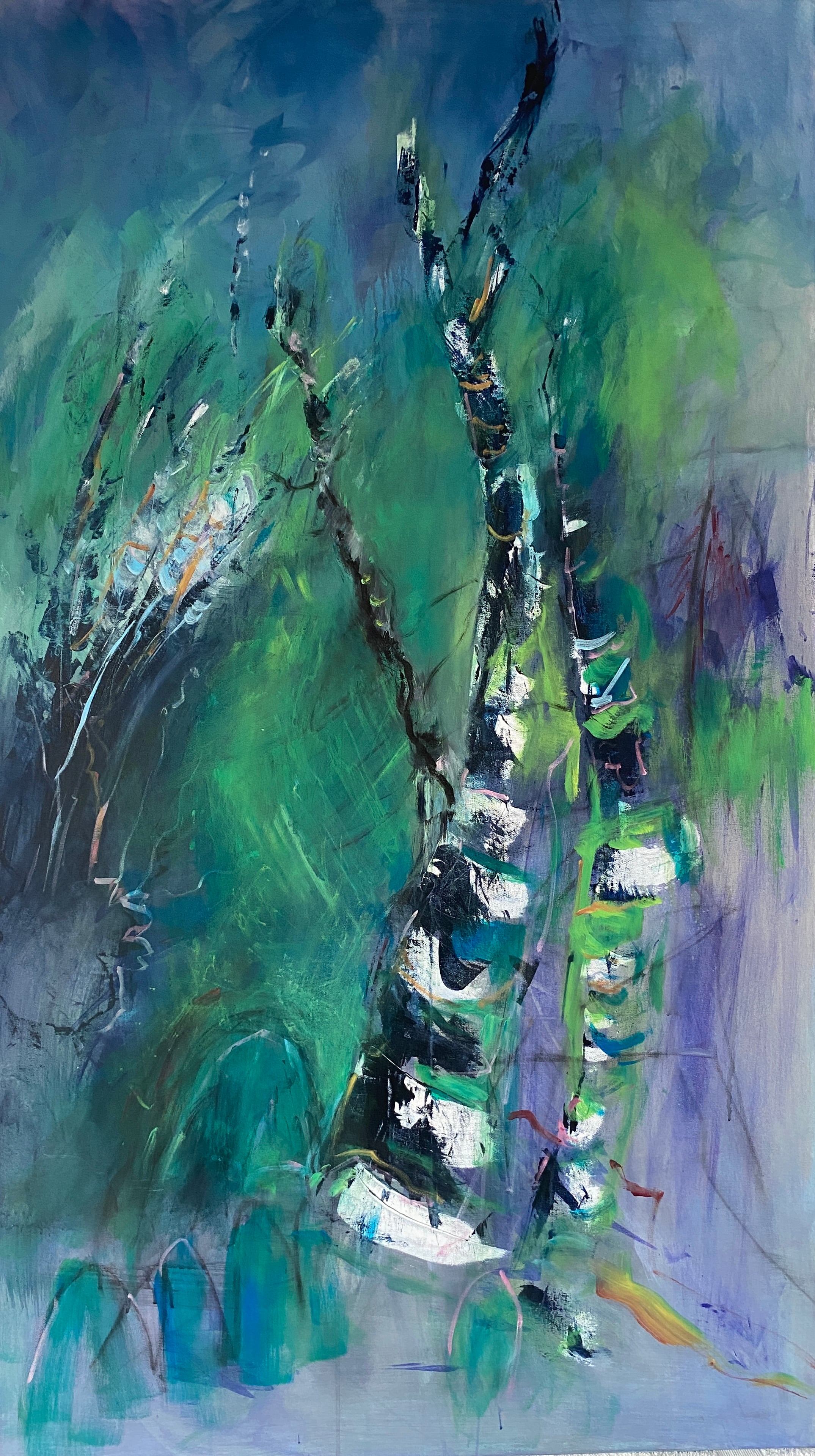 80x140 Lost in time. Whispers of green dissolve in dusk, a memory not yet named
