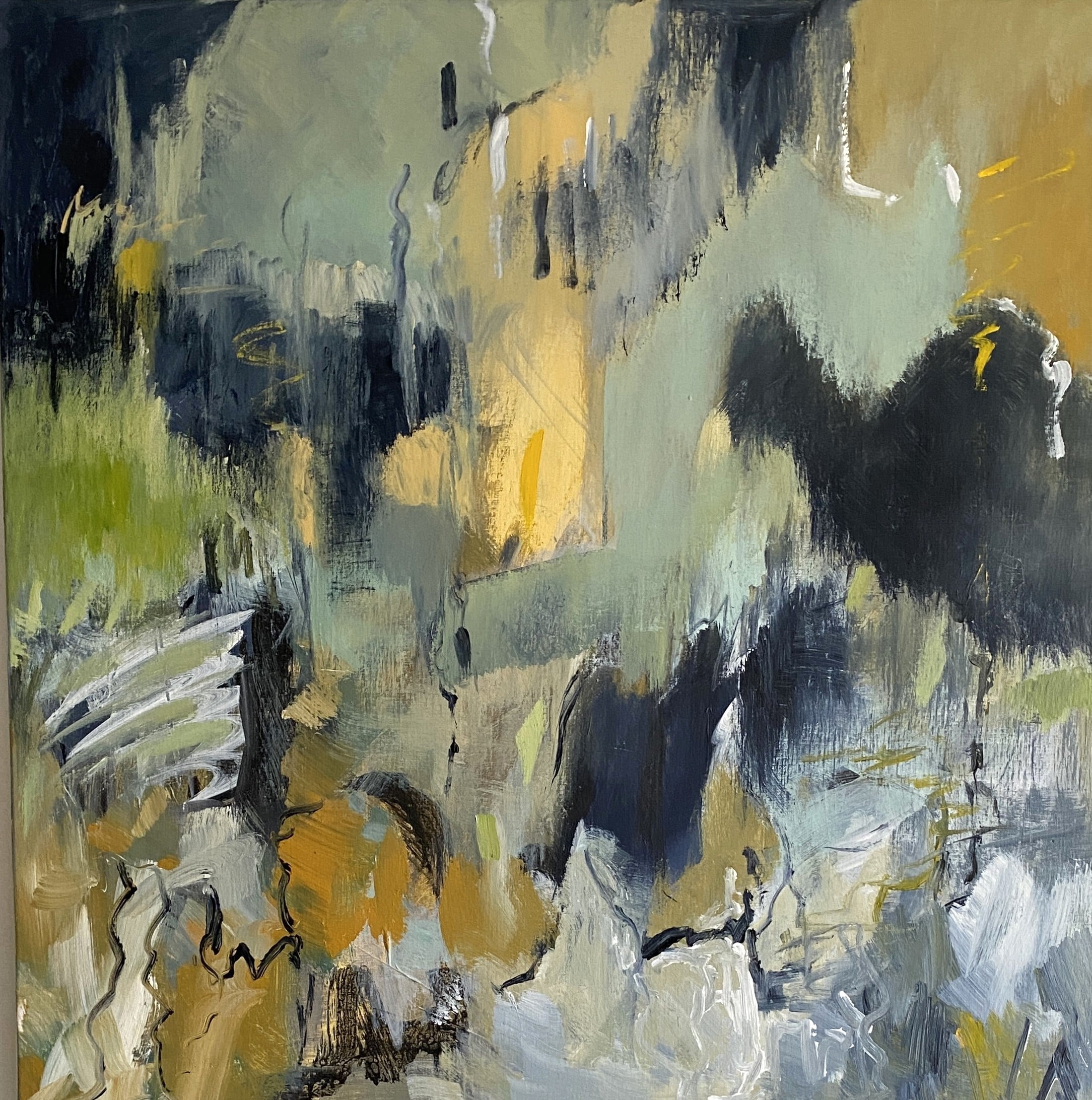 80x80 No mercy. Storms collide in fractured flame, "No mercy" whispers through shadow and frame