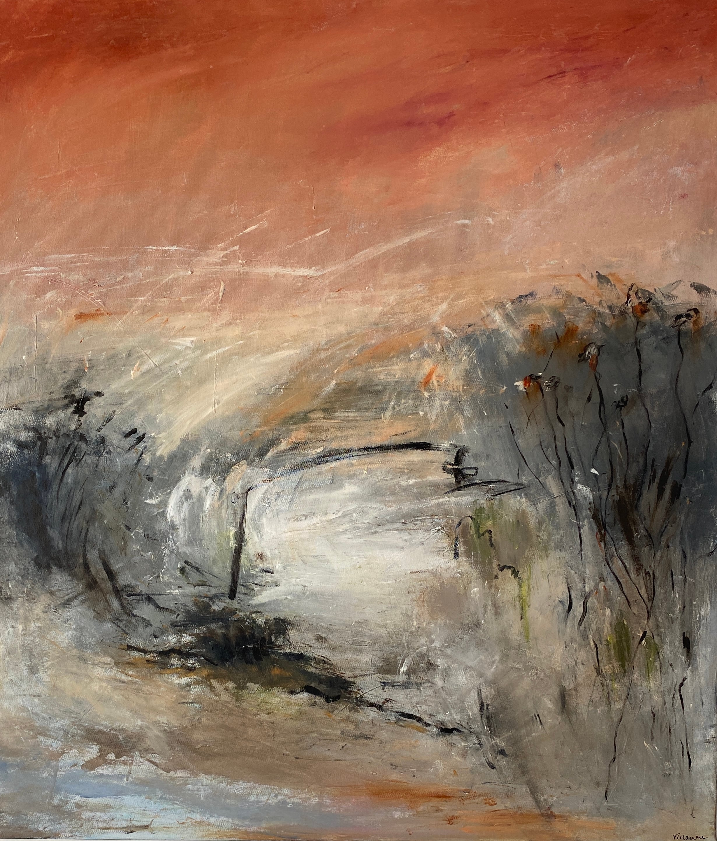 80x90 Boundary Lines. The passage of time, on the beauty and wildness of nature, and on what we cannot control