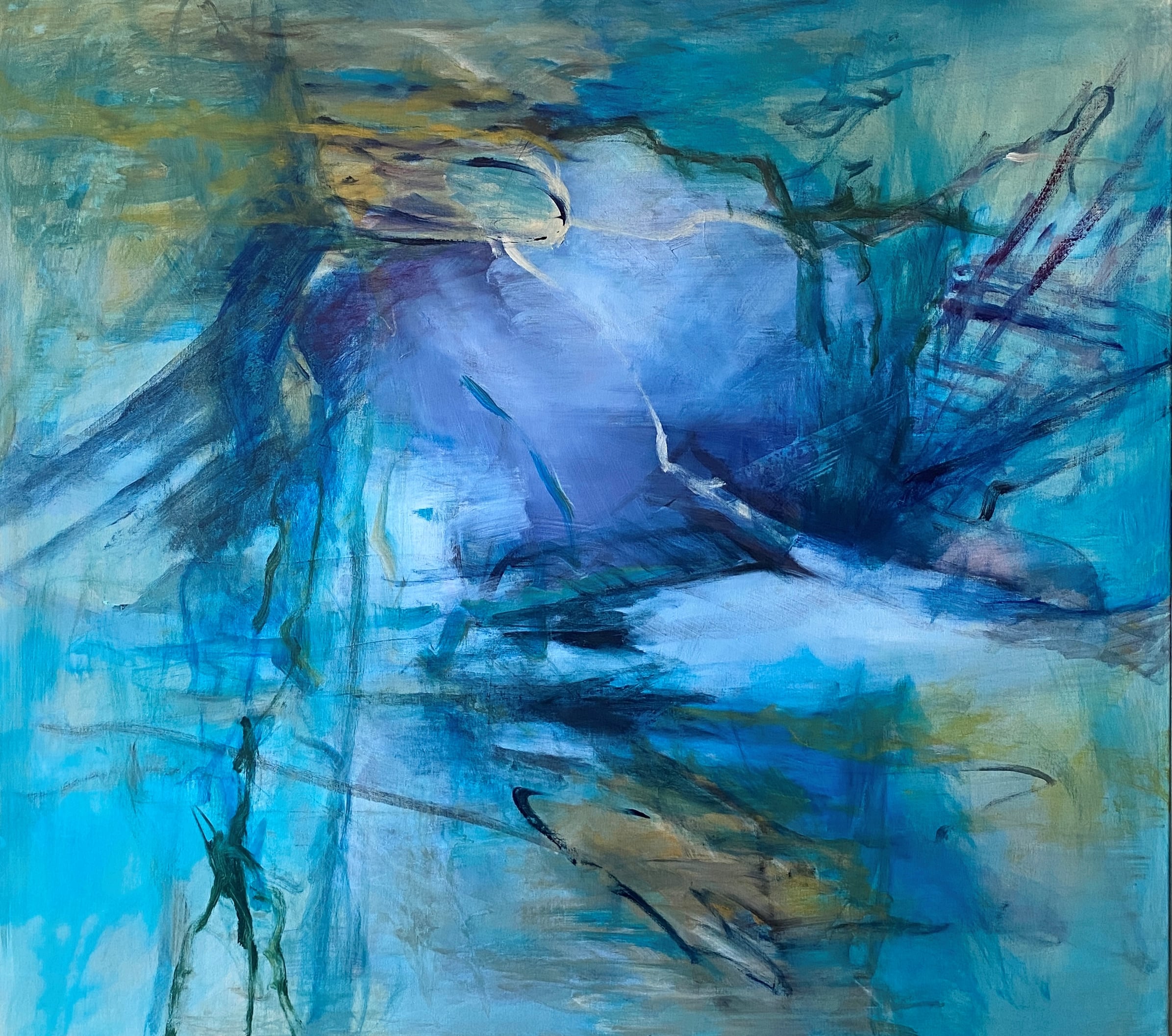 90x100 In the stream. Time flows like a river, but like a feeling, hard to grasp and impossible to stop