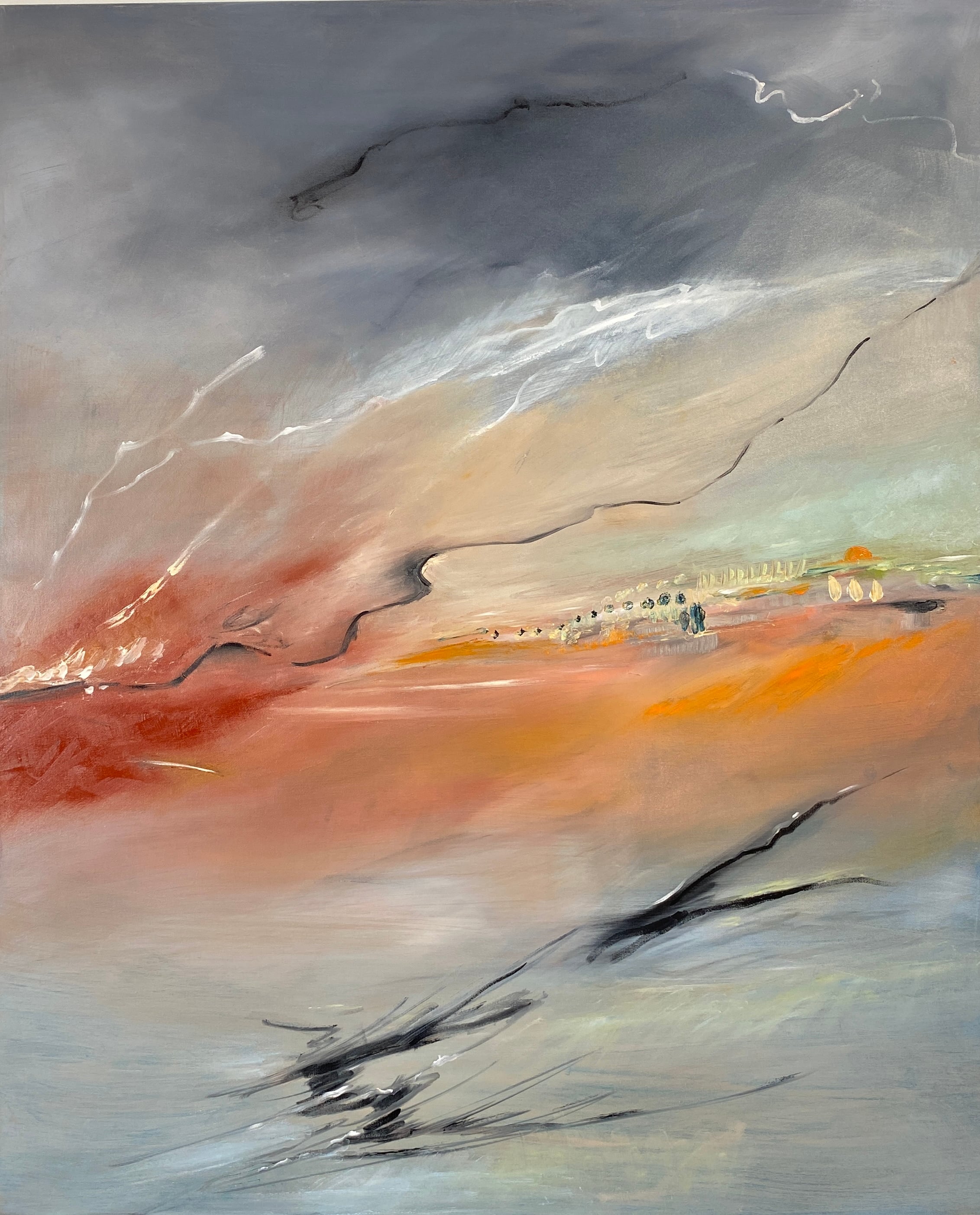 90x110 Edge of the Storm. An inner movement, a storm breaking, where the unspoken is given room to speak
