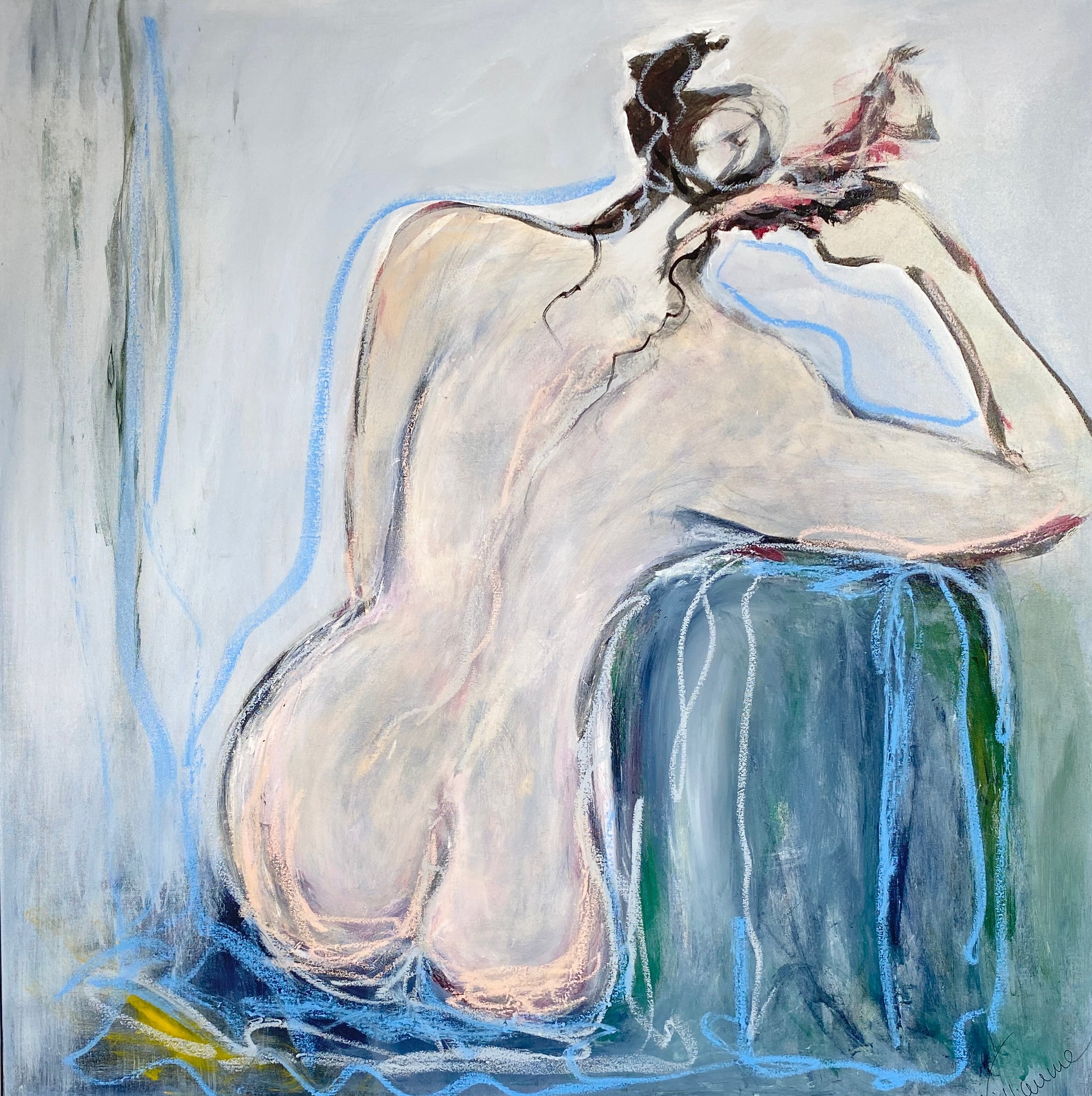 80x80 Lady, indrammet - akryl med olipastel
2500,- dkk
