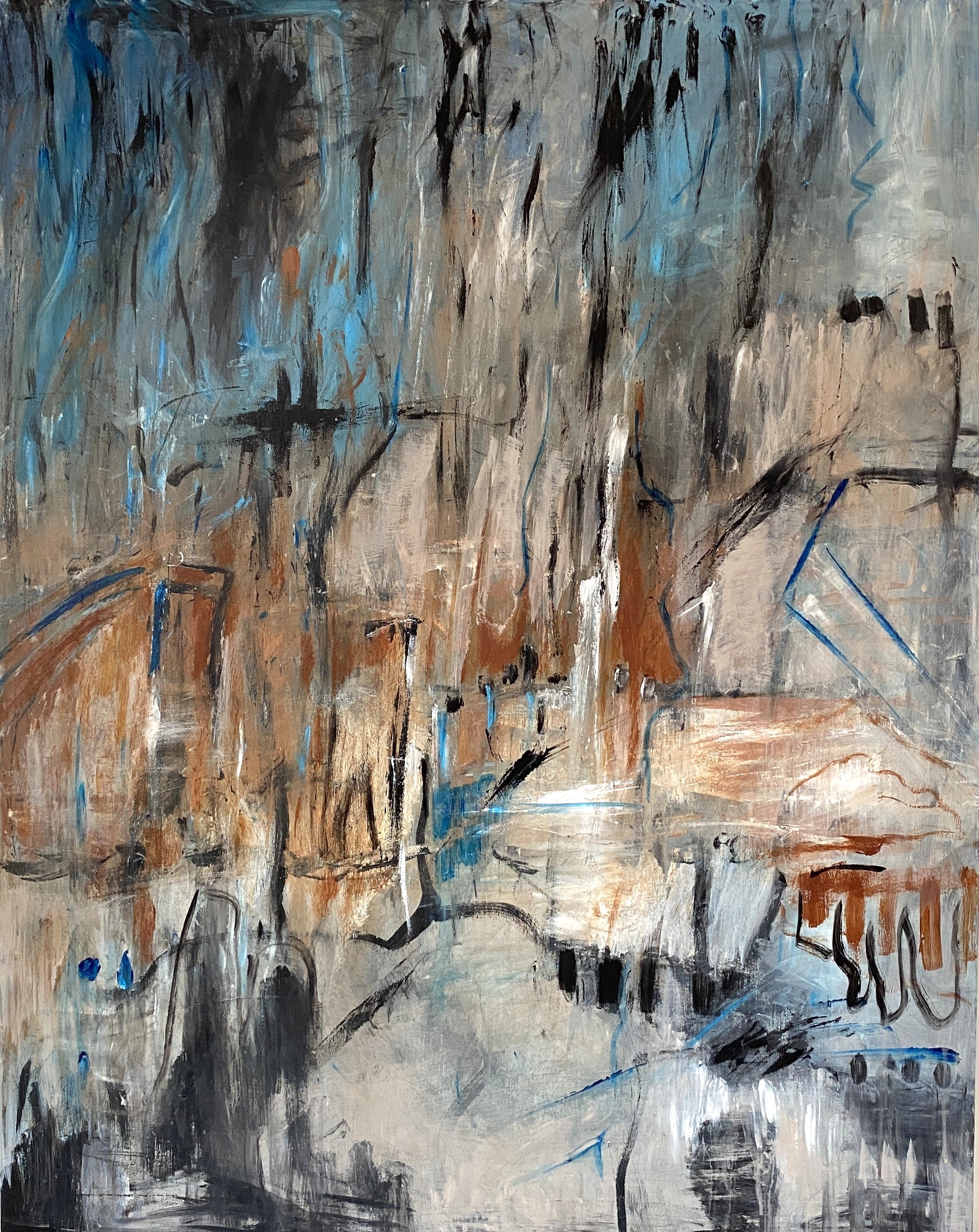 70x90 Nature's circuit. The circuit winds in quiet grace, where lines converge, then leave no trace